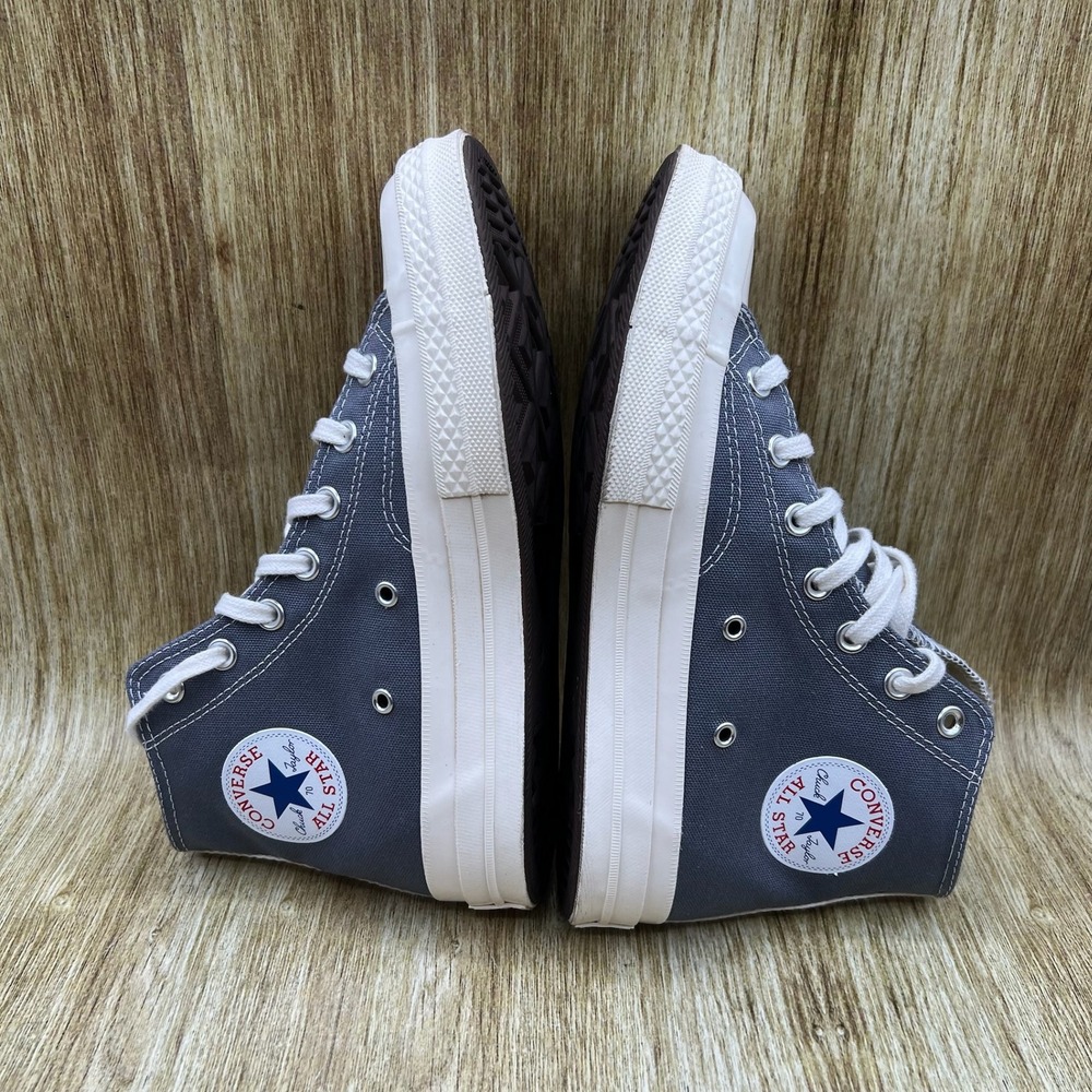 Comme des Garcons Play x Converse High Top Women's 8 Grey Black Heart 171847C - Picture 7 of 10